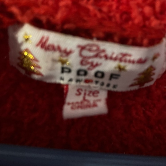 Poof! Red Sweater with Gold Sequin Antlers - Picture 2 of 4